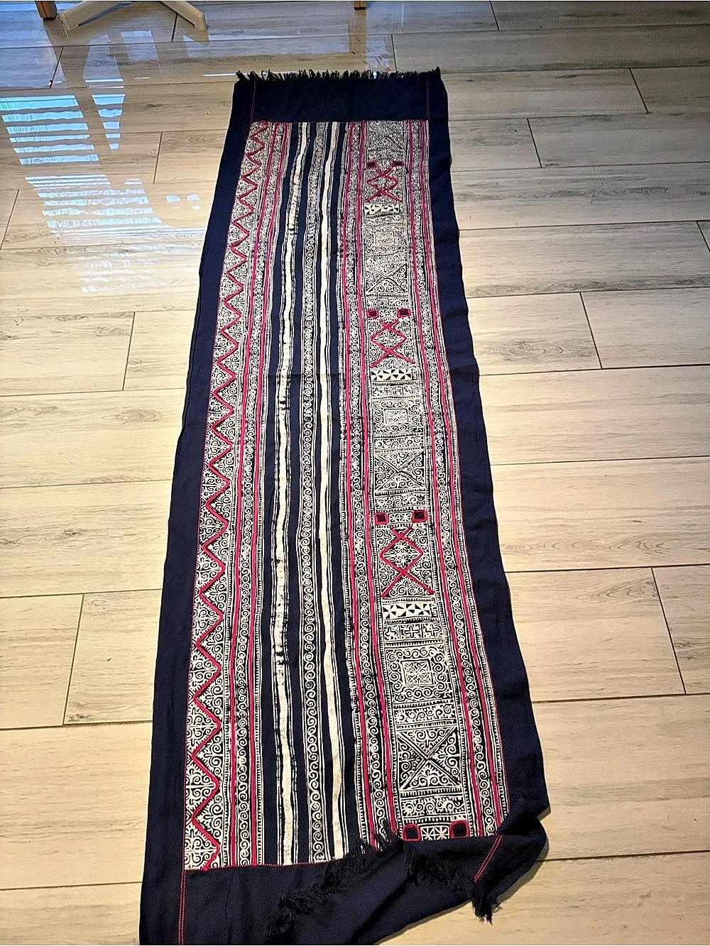 J.Crew Cotton Geometric Scarf in Blue & Red